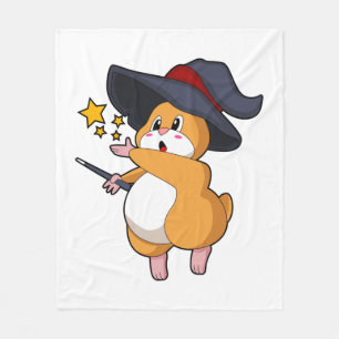 Hamster as Wizard with Magic wand Fleece Blanket