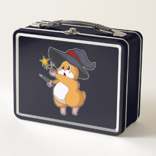Hamster as Wizard with Magic wand Metal Lunch Box