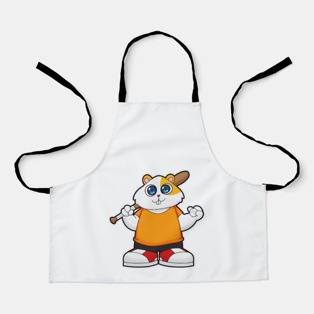 Hamster at Baseball with Baseball bat Apron (Front)