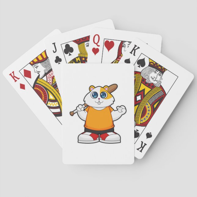 Hamster at Baseball with Baseball bat Playing Cards (Back)