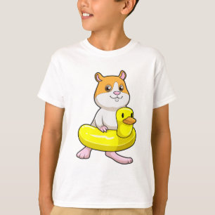 Hamster at Beach with Duck as Swim ring T-Shirt