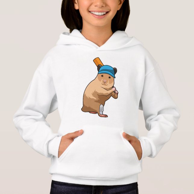 Hamster at Cricket with Cricket bat (Front)