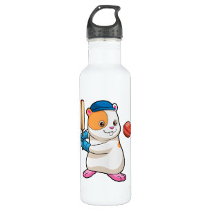 Hamster at Cricket with Cricket bat & Cap 710 Ml Water Bottle