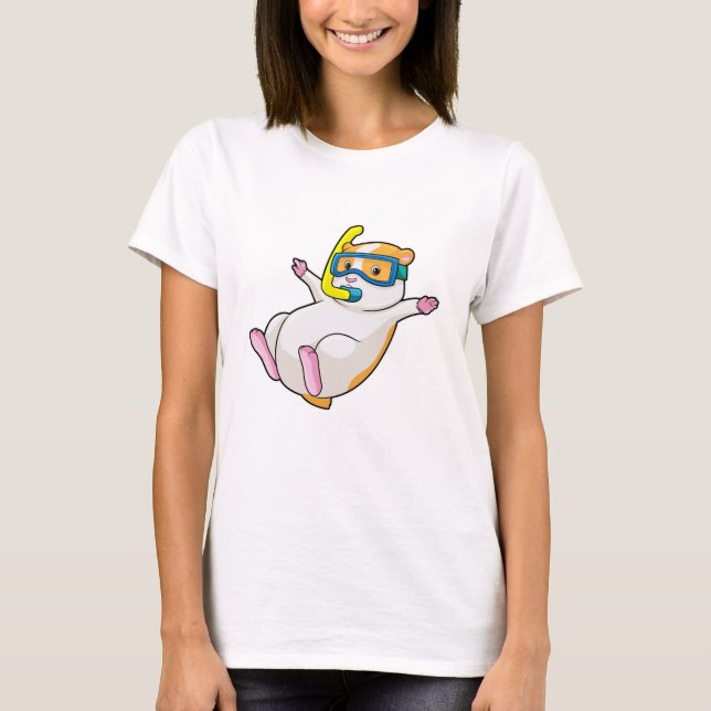 Hamster at Diving with Swimming goggles T-Shirt (Front)