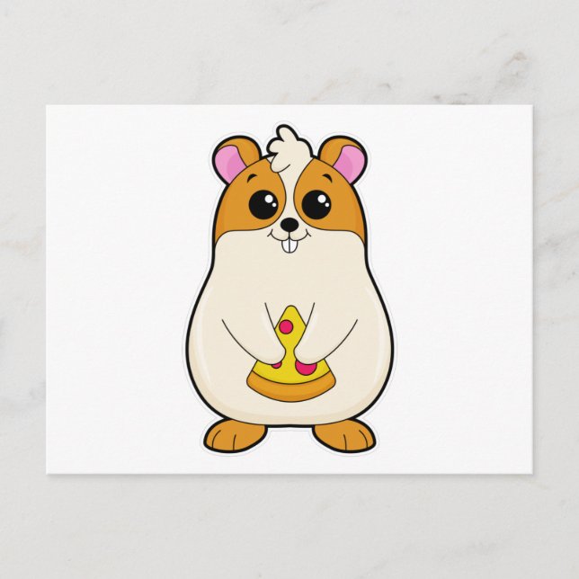 Hamster at Eating of Pizza Postcard (Front)