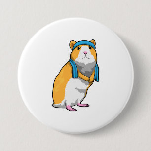 Hamster at Fitness with Towel 3 Inch Round Button