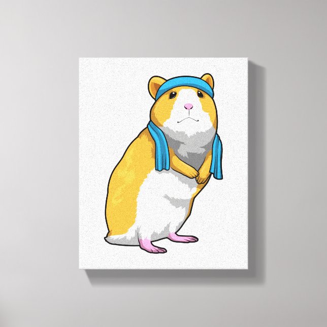 Hamster at Fitness with Towel Canvas Print (Front)