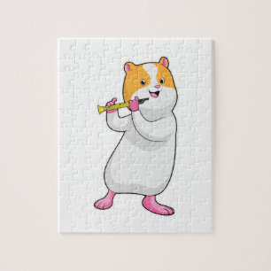 Hamster at Music with Flute Jigsaw Puzzle