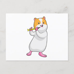 Hamster at Music with Flute Postcard