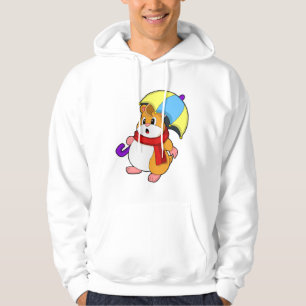 Hamster at Rain with Umbrella Hoodie