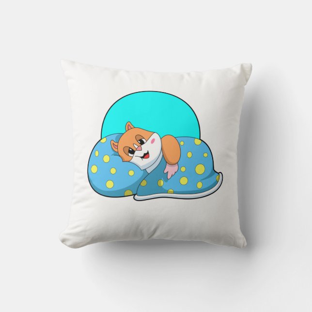 Hamster at Sleeping with Blanket.PNG Throw Pillow (Front)