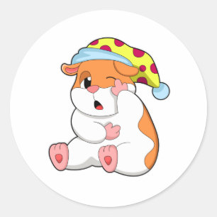 Hamster at Sleeping with Sleepyhead Classic Round Sticker