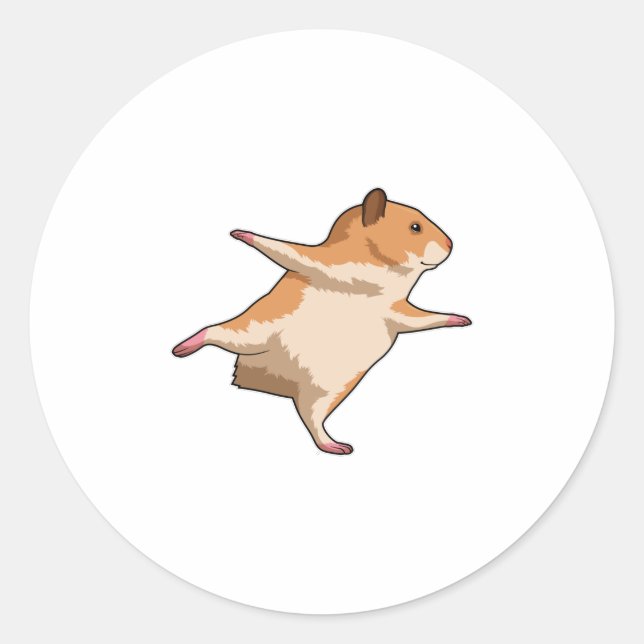 Hamster at Yoga Stretching Legs Classic Round Sticker (Front)