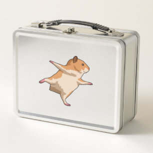 Hamster at Yoga Stretching Legs Metal Lunch Box