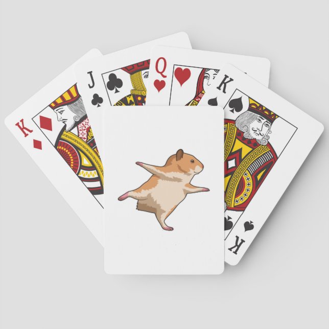 Hamster at Yoga Stretching Legs Playing Cards (Back)