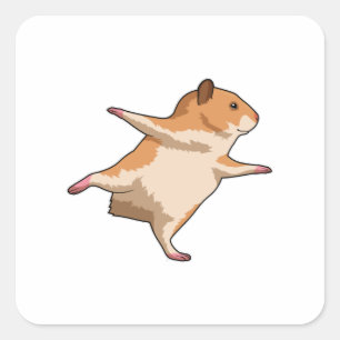Hamster at Yoga Stretching Legs Square Sticker