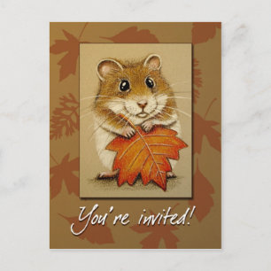 Hamster & Autumn Leaf - Postcard