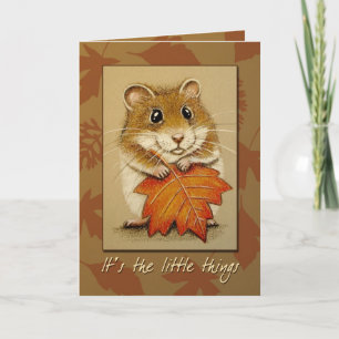 Hamster & Autumn Leaf - Thanksgiving Card