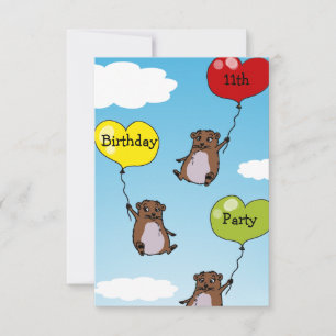 Hamster Balloon Birthday Invitation  
