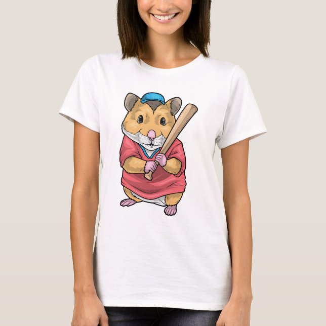 Hamster Baseball Baseball bat Sports T-Shirt (Front)