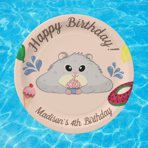 Hamster Bday Pool Party  Paper Plate