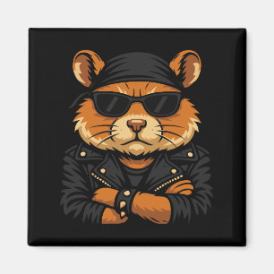Hamster Biker Rider Leather Jacket Attitude Magnet