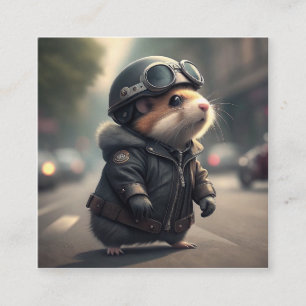 Hamster Biker Square Business Card