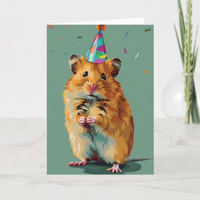 Hamster Birthday Party Greeting Card (Front)