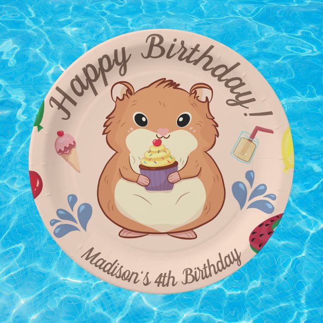 Hamster Birthday Pool Party  Paper Plate (Creator Uploaded)