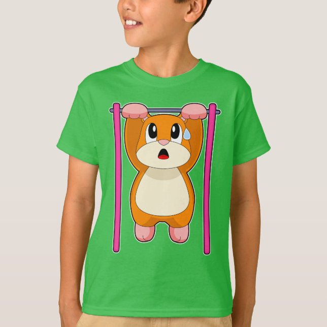 Hamster Bodybuilder Pull ups Bodybuilding T-Shirt (Front)