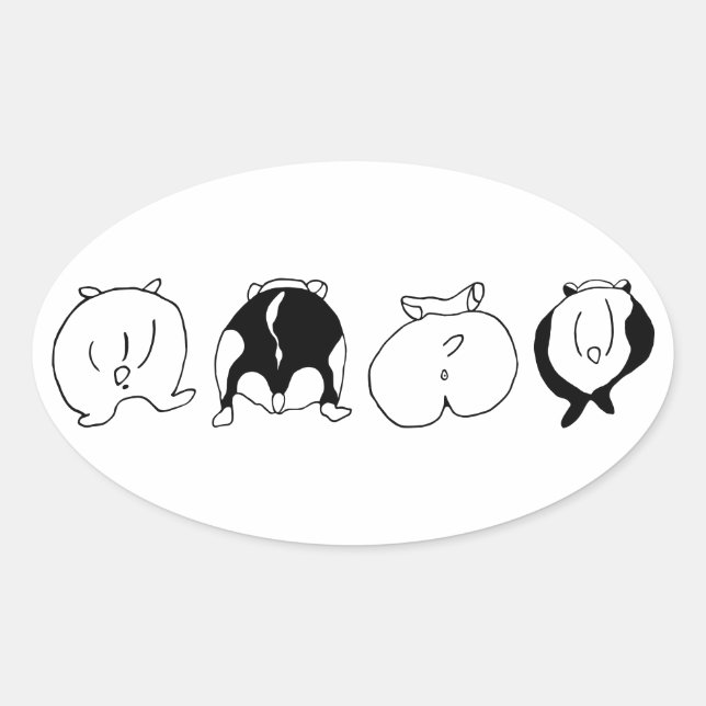 Hamster Butts Oval Sticker (Front)