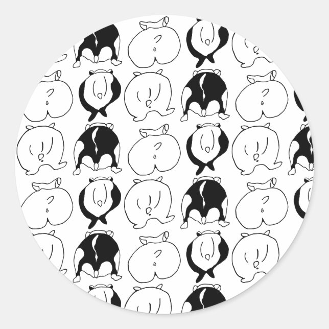 Hamster Butts Pattern Classic Round Sticker (Front)