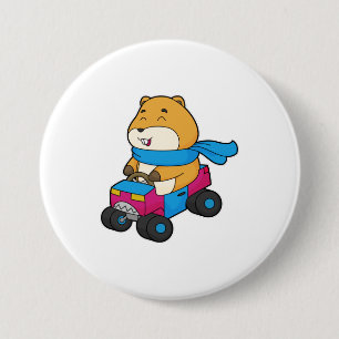 Hamster Car 3 Inch Round Button