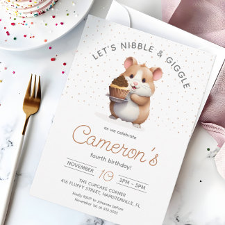 Hamster, Chocolate Cupcake Children's Birthday  Invitation