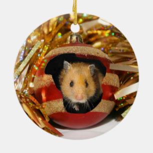 Hamster Christmas Ceramic Ornament