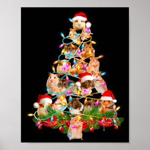 Hamster Christmas Tree Led Funny Hamster Snow Chir Poster