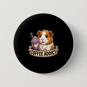 Hamster Coffee Addict Cute Rodent Boba Tea Gift 2 Inch Round Button