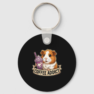 Hamster Coffee Addict Cute Rodent Boba Tea Gift Keychain