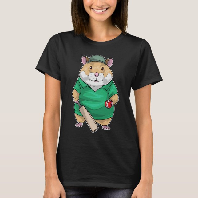 Hamster Cricket Cricket bat Sports T-Shirt (Front)