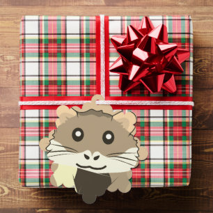 Hamster 🐹 Cute animal with colourful striped scar Ornament Card