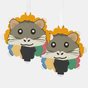 Hamster 🐹 Cute animal with colourful striped scar Ornament Card