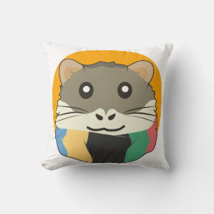 Hamster 🐹 Cute animal with colourful striped scar Throw Pillow