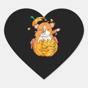 Hamster Dabbing Halloween Funny Pumpkin Gift. Heart Sticker