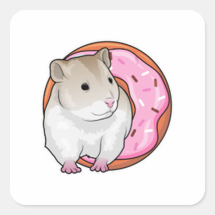 Hamster Donut Square Sticker