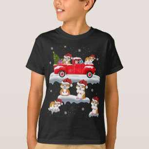 Hamster Driving Christmas Tree Red Truck Hamster C T-Shirt