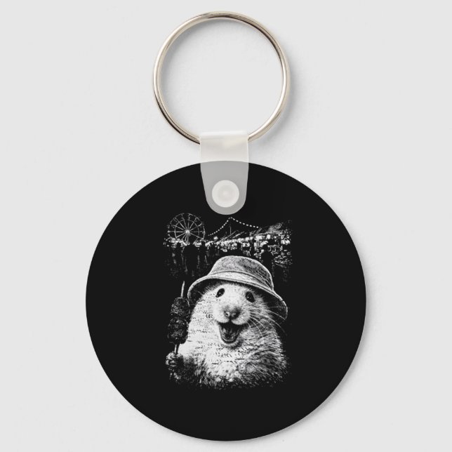 Hamster Eating Ice Cream Cute Meme Keychain (Front)