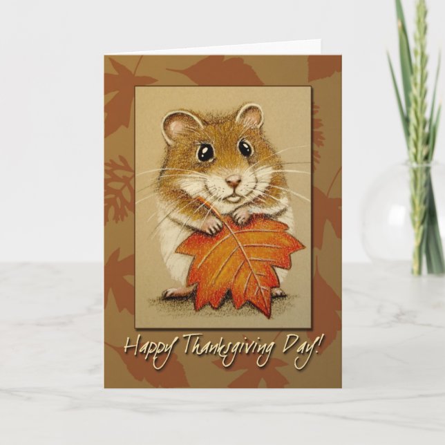 Hamster et feuille d'automne - carte de (Devant)