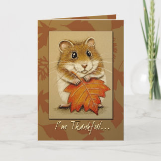 Hamster et feuille d'automne - carte de