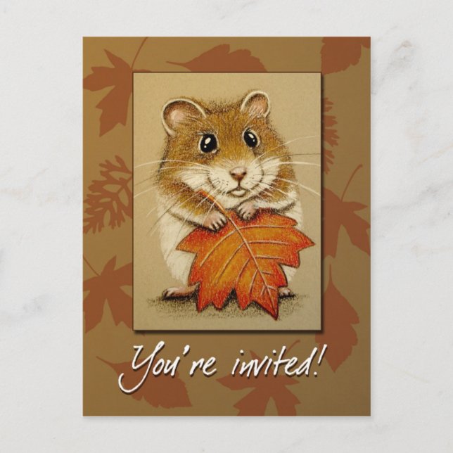 Hamster & Feuille d'automne - Carte postale (Devant)