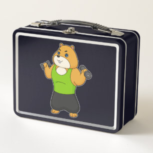 Hamster Fitness Dumbbell Metal Lunch Box